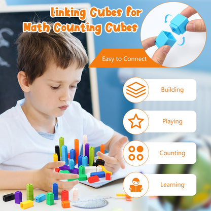 100 Pcs Orange Linking Cubes for Math Counting Cubes Manipulatives Plastic Counting Block Manipulative Classroom Learning Supplies for Educational Preschool Activities Boy Girl (Orange)