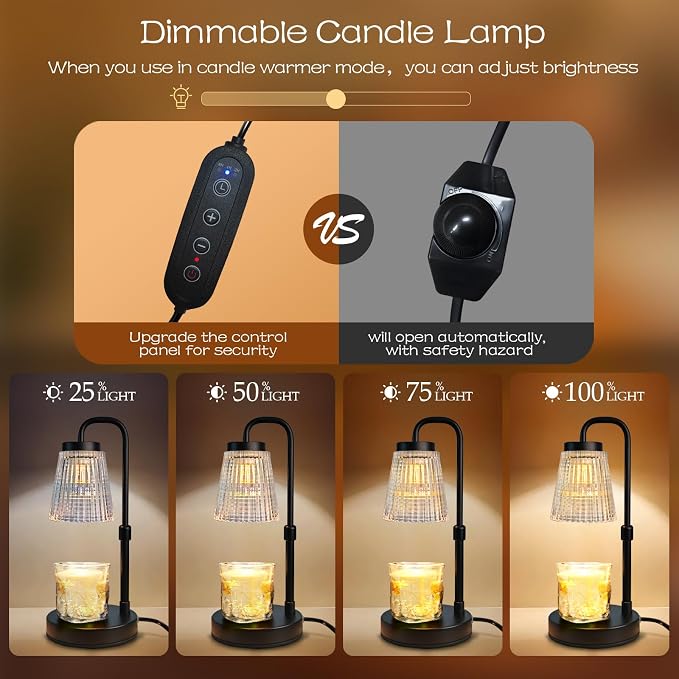 Banbanda Candle Warmer Lamp with Timer, Birthday Gifts for Women, House Warming Gifts New Home Decor – Height Adjustable Candle Lamp - with 2 Bulbs