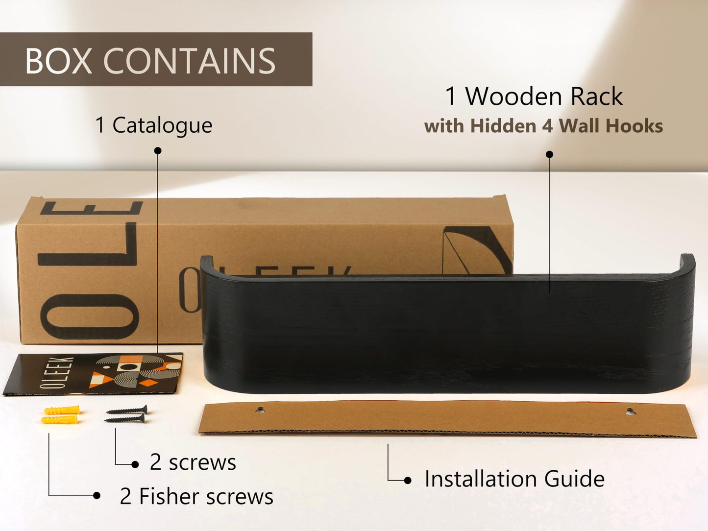 OLEEK wall Coat Rack - wall Shelf with Hooks - entryway Hooks - entryway Shelf - Modern Coat Rack - Wooden Coat Rack wall Mount for Home Decor - Wooden Mount for Home Decor - Coat Hanger Wall Mount