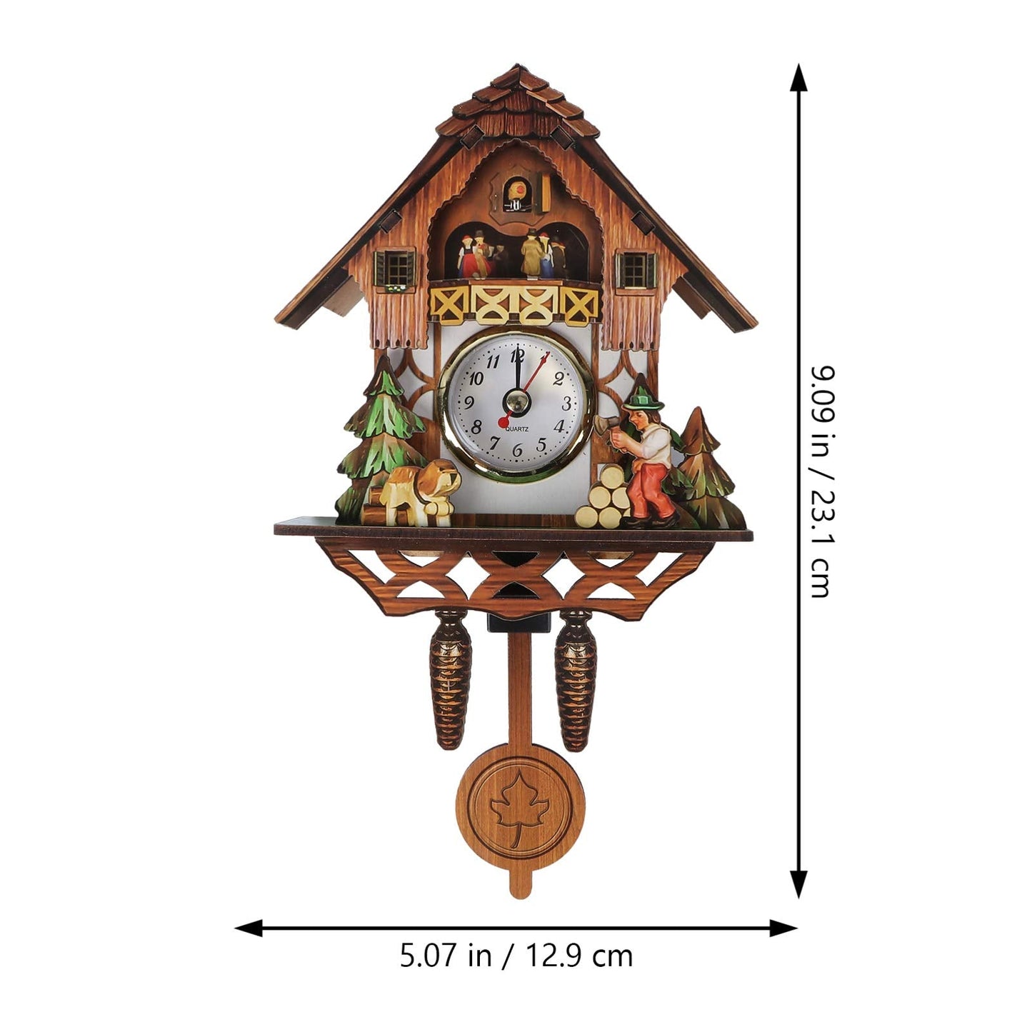 Vosarea Wooden Wall Clock,Small Clock Decor,Cuckoo Shaped Clock Antique Pendulum for Home Kids Room Bedroom Decor