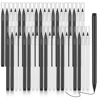 Marsui 40 Pcs Everlasting Pencil for Student Forever Inkless Pencil Eternal with Eraser Aesthetic Reusable First Day of School Writing Drawing Home Office Back to School Student Supplies(Black, White)
