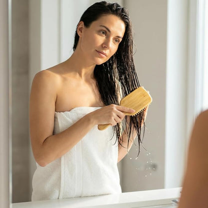 Onedor Bamboo Hair Brush Natural Wooden Paddle Hairbrush with Bamboo Bristles for Detangling and Scalp Massage for Women & Men Suitable for Straight Curly Thick or Thin Hair (Paddle)