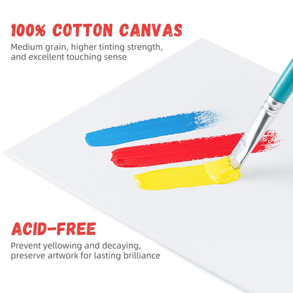 Simetufy 12 Pack 8x10 Canvas Boards for Painting, Blank Flat Canvas Panels Art Painting Supplies - Gesso Primed 100% Cotton for Acrylic Oil Watercolor Tempera Paint