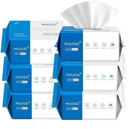Disposable face towel, MIXUISEE thick and soft face towels, 100% cotton face