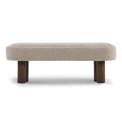 Christopher Knight Home Damas Boucle Upholstered Dining Bench, Wooden Entryway Bench, Long Sofa Footstool for Living Room, Bedroom End of Bed Bench, Khaki+Walnut