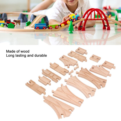 BROLEO Wooden Track Set, Educational Skill Development Wooden Track Expansion Pack Assembly Kit for Toddlers