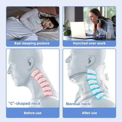 Cervical Neck Traction Device, Adjustable Neck Traction for Neck Pain Relief, 3 Power Levels & 8 Airbag Support, Home Use Neck Stretcher Device, Ergonomic Design (Blue)