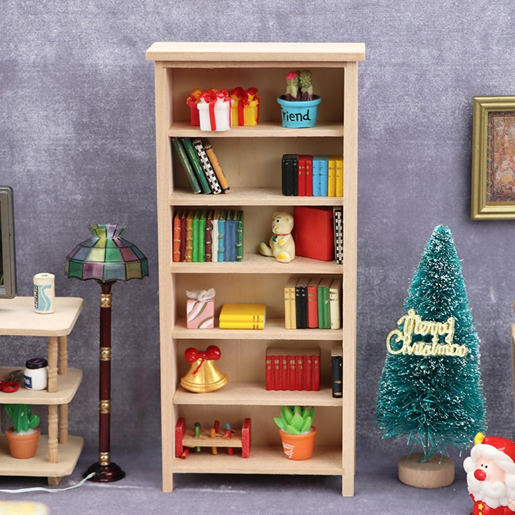 Homoyoyo Doll House Model Doll Storage Cabinet 1 12 Scale Wooden Bookshelf Miniature Wood Furniture Wood Decor Mini Furniture Doll House Furniture Small Wooden Bookshelf Mini House Supply (Pack of 2)