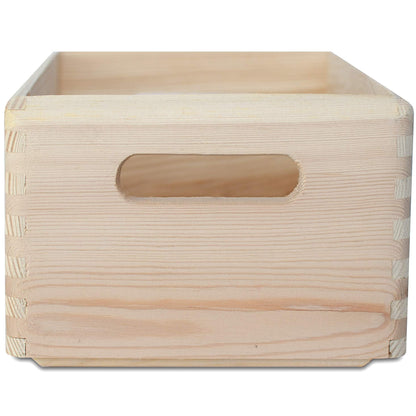 Creative Deco Large Wooden Crate Nesting Crate Handles | 11.8 x 7.87 x 5.51 in | Keepsake Unfinished Display Storage Box Multi-Craft Caddy Nesting Crate | Natural Wood Rustic | Plain Unpainted Beige