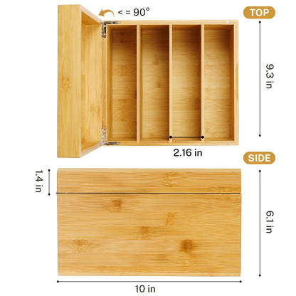 MaxGear Index Card Holder, 5 x 8 Inch Wooden Business Card Organizer for Desk with 3 Dividers, Bamboo Index Cards Box with A-Z Tabs Holds 600 Cards for Recipe Flash Storage