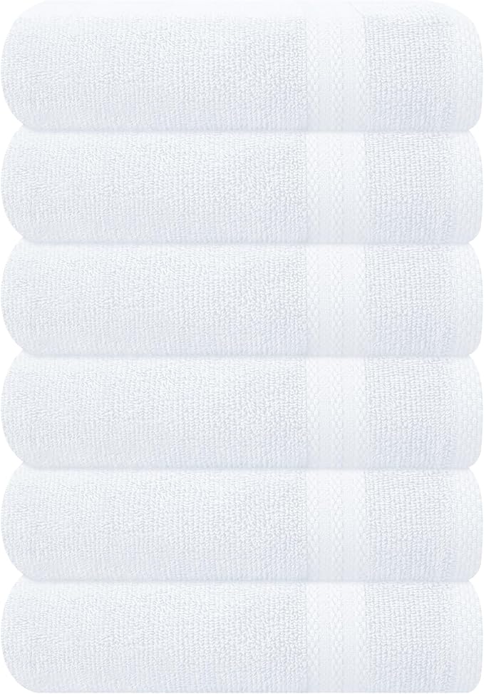 GLAMBURG Ultra Soft 6-Piece Hand Towel Set 16x28-100% Ringspun Cotton