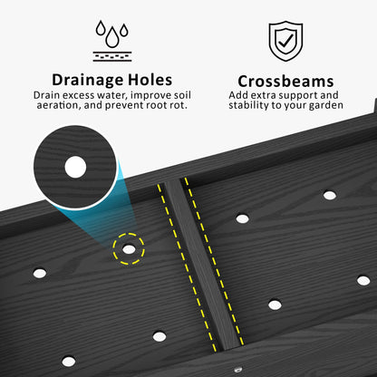 KETOYARK HDPE Raised Planter Box Outdoor,Rot-Resistant and Non-Cracking,Small Raised Beds for Gardening 29.5 * 14.4 * 9.8 in for Yard,Lawn,Outdoor Planter Boxes Rectangle with Drainage Holes Black