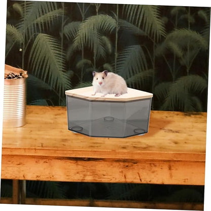 POPETPOP Chinchilla Dust Bath Container Hamster Bathtub Splashproof Small Pet Bathroom Acrylic Material