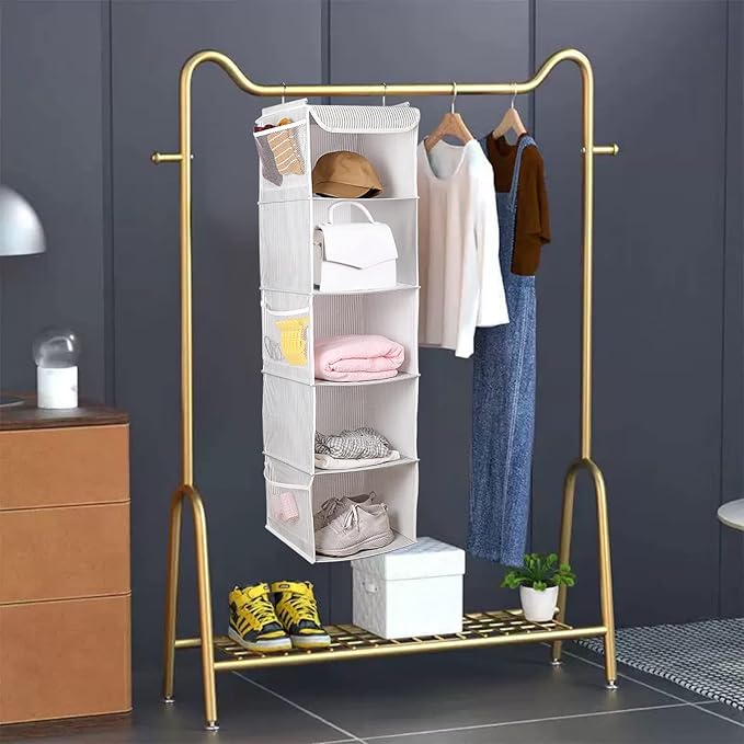 5 Shelves Hanging Closet Organizer, 2 Pack Hanging Storage