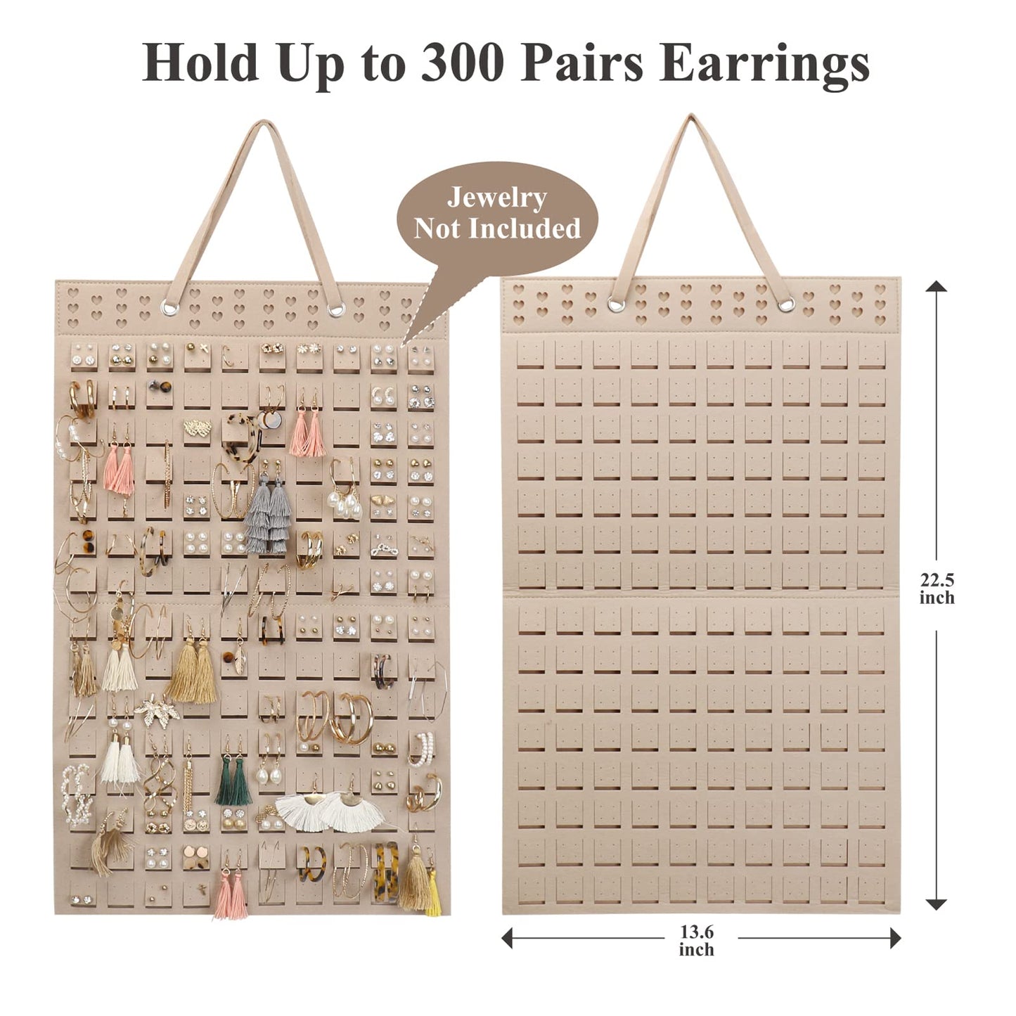 Resovo Hanging Earrings Organizer, Earring Holder & 20 Hooks, Holds Up To 300 Pairs, Compact Design, Soft Material, Earring Hanger Earring Display Hanging Organizer for Women Girls -1 Pack