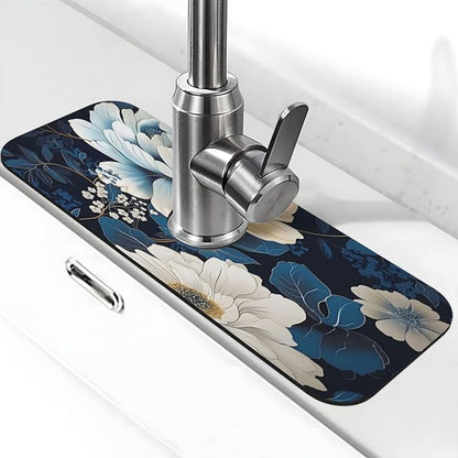 Unique Flower Pattern Kitchen sink faucet pad, strong water absorption