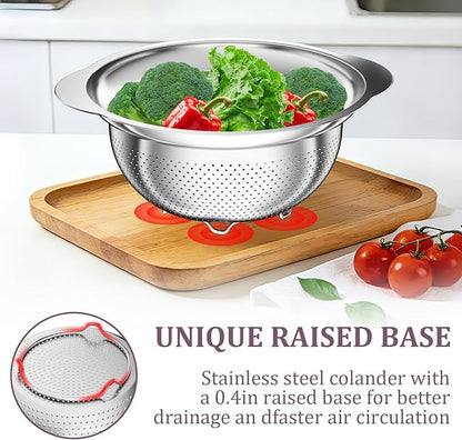 Stainless Steel Colander - 3QT Medium Capacity Strainer