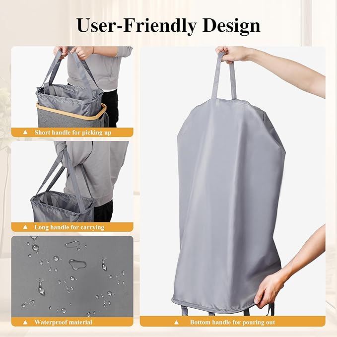 Slim Laundry Hamper, 60L Waterproof Narrow Laundry Basket