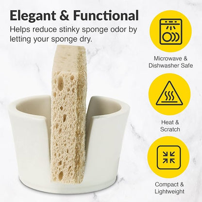 Elevated Lifestyle Ceramic Sponge Holder – Sink Caddy Organizer, Decorative