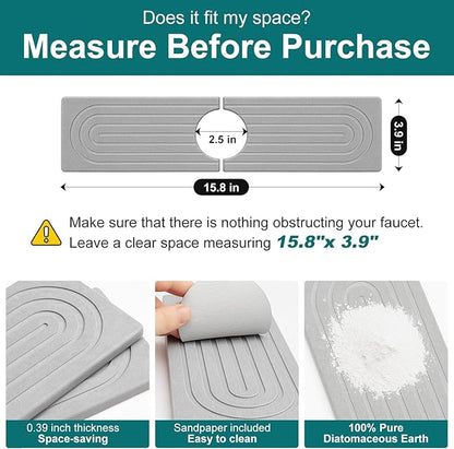 Stone Faucet Mat for Kitchen Bathroom Sink Diatomite Quick Dry Around Faucet