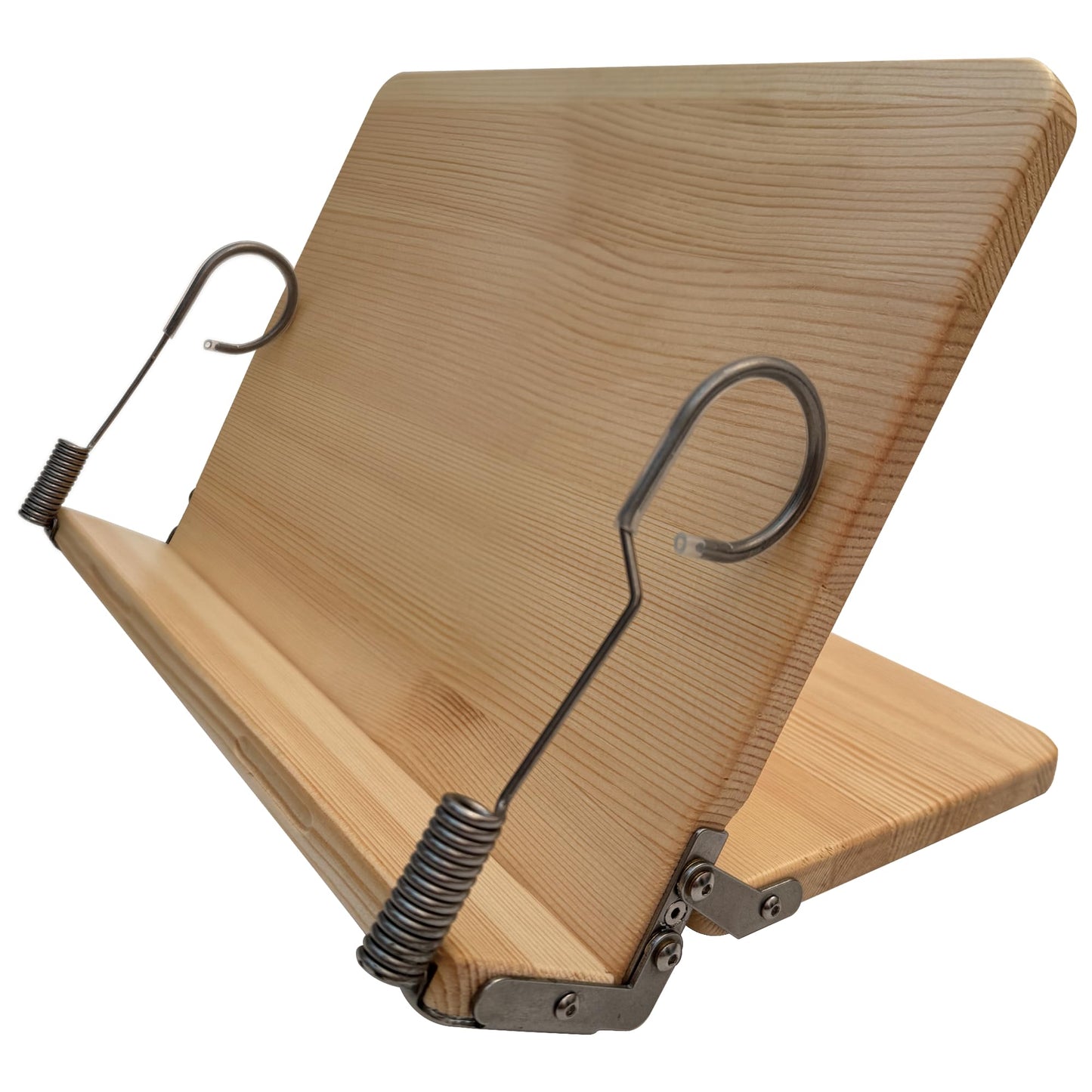 WUSUBUFU Wooden Book Stand, Cookbook Stand, iPad Holder (Made of Solid Wood, Crack-Resistant Design, Sturdy & Durable, Stainless Steel Hardware)