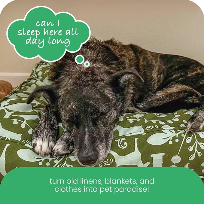 Molly Mutt Huge Dog Bed Cover, Amarillo by Morning, Olive Green & Light Blue 36"x45"x5"