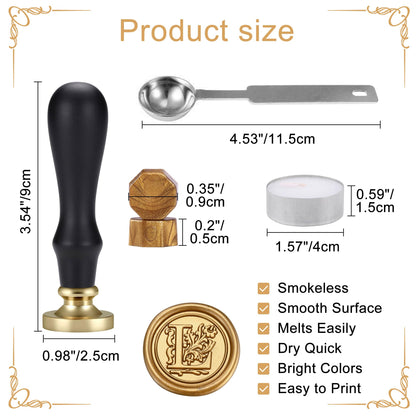 Yoption Traditional Initial Alphabet Wax Seal Stamp with 120 Antique Gold Wax Seal Beads Kit for Wedding Engagement Party Invitation Envelope Christmas Gift Wrap - Letter L