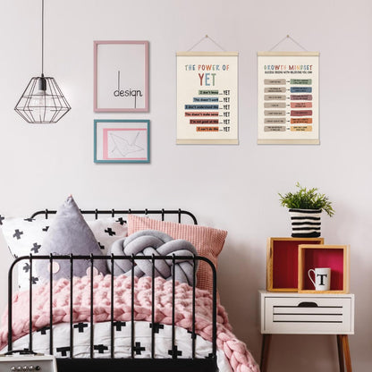 DOI-LANEE Growth Mindset Positive Affirmations Wall Decor,Set of 2, Mental Health Posters Inspirational Hanger Frame for Therapy Office Nursery Playroom Bedroom Classroom School Counselor