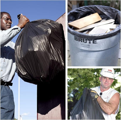 Aluf Plastics 56 Gallon 1.2 MIL Black Heavy Duty Trash Bags