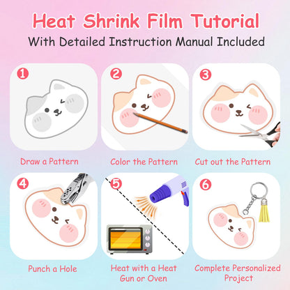 Esmorah 242PCS Shrink Dink Keychain Kit - Shrink Plastic Sheets with 20pcs Shrink Paper Sheets+Tools, DIY Heat Shrink Art Kit for Keychains, Rings, Charms & Crafts for Kids & Adults Creative Projects