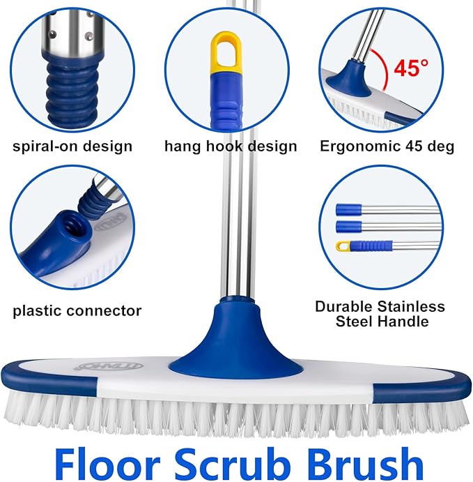 ITTAHO Floor Scrub Brush with Long Handle