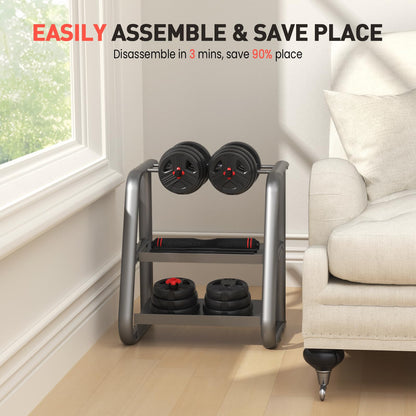 UKEEP Adjustable Dumbbells Set, 20/30/40/60/80lbs Free Weight Set with Connector of 2 Convertible to Barbell, Fitness Exercises for Home Gym Suitable Men/Women