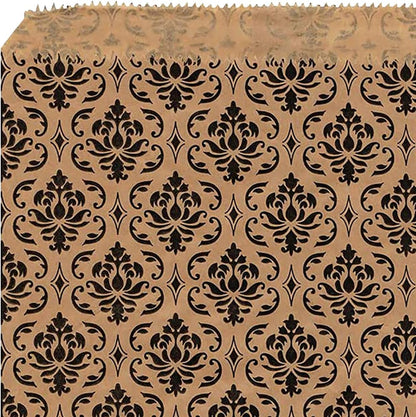 RJ Displays- 100 Pcs Brown Damask Paper Gift Shopping Bags, Sales Tote Bag for Jewelry, Bakery Items, Gift Cards, books, T-Shirt, Crafts and Party Favorss. Size-5" x 7" Inch