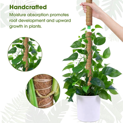 4 Pack 20 Inch Moss Poles, Stackable Moss Pole Monstera Plant Support, 66 Inch Tall Plant Stakes for Climbing Plants Indoor, Coir Plant Support Stick Stand for Potted Plants, Pothos, Philodendron