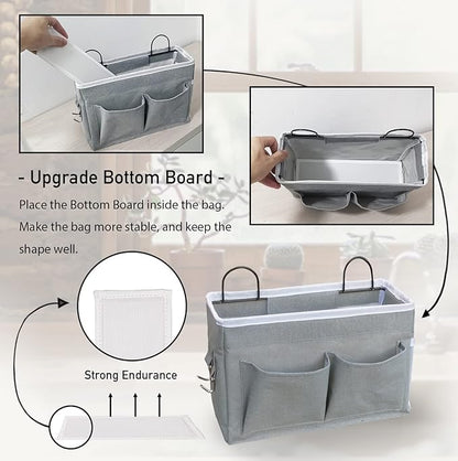 3pcs Middle Wall Hanging Organizer Bag, Linen Fabric Door Hanging Storage Basket