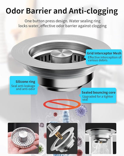 3 in 1 Kitchen Sink Drain Strainer Anti-Clogging Kitchen Sink Drain Stopper