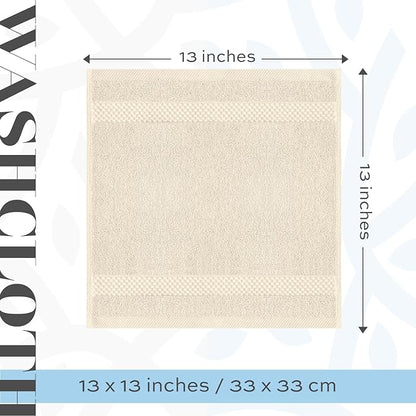 White Classic Luxury Cotton Washcloths 13x13 Inch