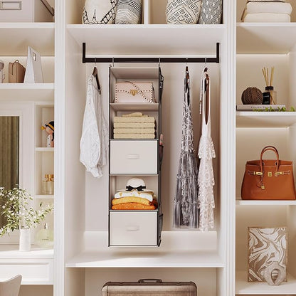 YOUDENOVA Hanging Closet Organizer, 5 Tier Hanging Closet Shelves