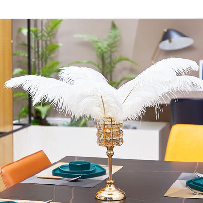 Happy Feather 16-18 inch White Ostrich Feathers Craft for Wedding Party centerpieces Home Decoration DIY Craft Pack of 10