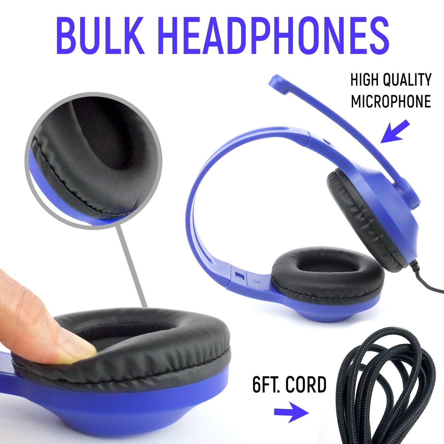 Eduvy Bulk Headphones for Classroom with Microphone, Heavy-Duty School Pack Wired Headphones for Students with Rotating Boom Mic. Teacher Must Haves from Elementary to College (12 Pack Mixed Color)
