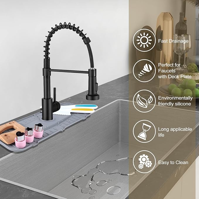 Silicone Faucet Mat, Kingmall Kitchen Faucet Mat Silicone Faucet Drip Catcher