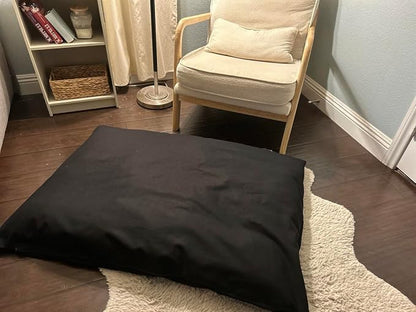 Natural Cotton Canvas Dog Bed – Raw Cotton Filled Pet Cushion Insert, Breathable Eco-Friendly Dog Mattress, Durable Washable Cover with Zipper (Black, X Large 53"x36"x5")