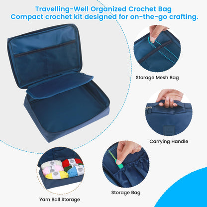 MECHEER Crochet Kit for Beginners, 67 Pcs Knitting Kits Crochet Set with Yarn, Ergonomic Crochet Hooks 0.6mm-6.0mm, Portable Crochet Starter Kit for Travel
