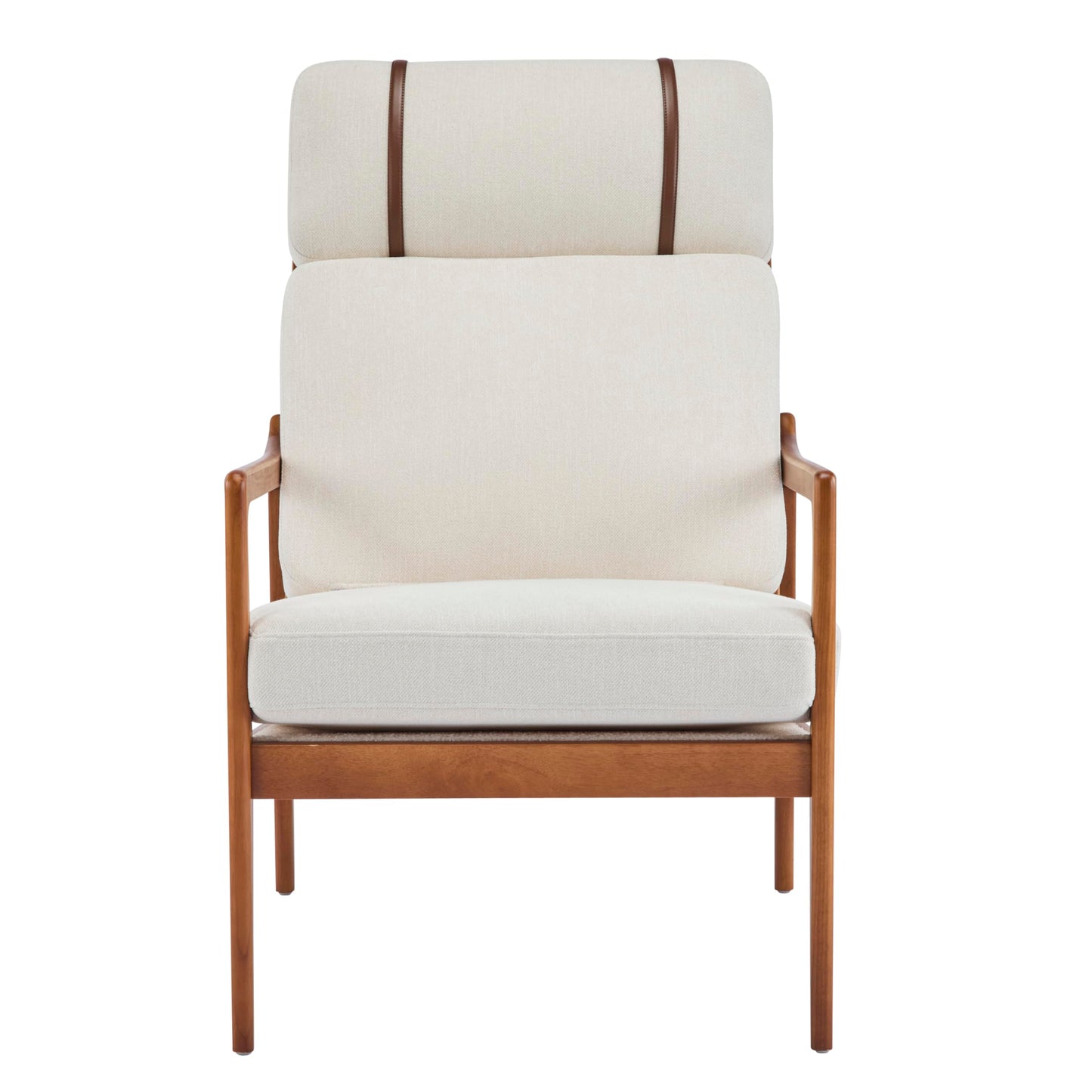 Christopher Knight Home Nadine Wooden Club Chair, Upholstered Accent Chair, Cushions Support Armchair, Comfy Lounge, Single Reading Sofa, Solid Wood Frame Armchair for Living Room Home, Beige+Teak