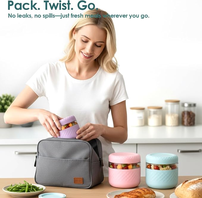 16 oz (2 Cup) Glass Lunch Bowl Container with Lid | Leak & Spill Proof, BPA-Free, Microwave & Dishwasher Safe, Airtight Meal Prep & Food Storage Jar for Lunch, Salad, Soup, Oats, Stew, Yogurt