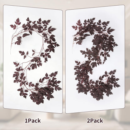 Fall Decorations for Home-6FT Dark Plum Fall Garland, Fuller Artificial Autumn Leaf Garland for Mantel, Fireplace, Table, Moody Thanksgiving Halloween Decor with Flexible Branches for Indoor Styling