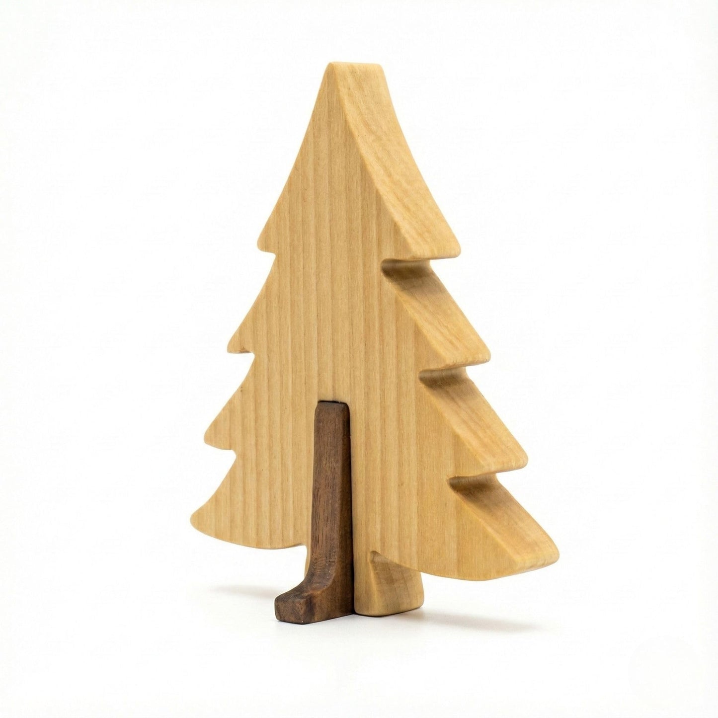 Simdale Wood Personalized Wooden Forest Trees - Walnut & Linden Two-Tone Figurines - Oak, Pine & Cypress Shapes - Rustic Nature Table Decor & Shelf Sitter (Pine Tree)