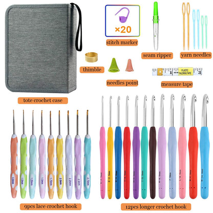 Mdoker 21 Sizes Crochet Hooks Set,Ergonomic Crochet Hook with Case for Arthritic Hands,Complete Crochet Set for Beginners & Lovers(0.8mm-10mm)