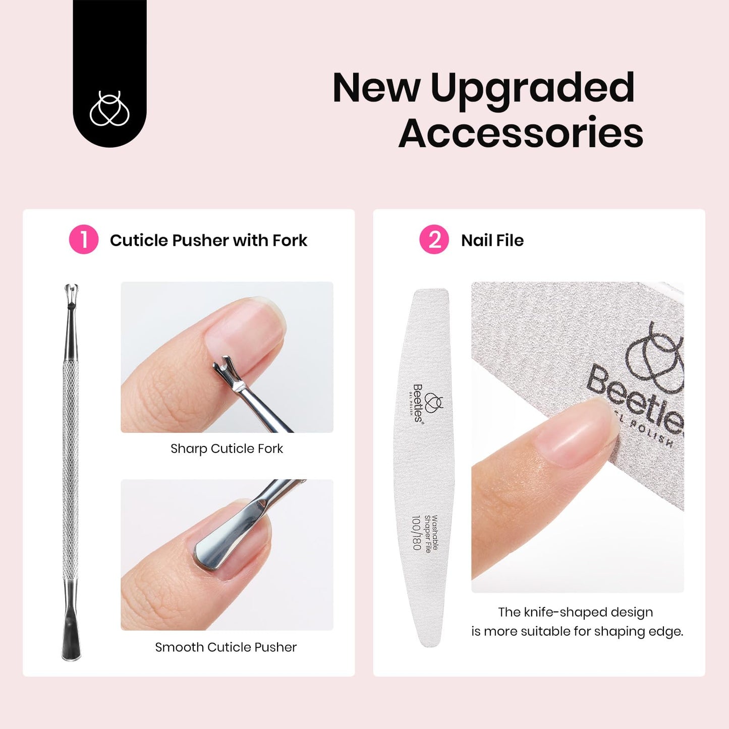 Beetles Nail Prep Kit Nail Dehydrator and Primer Nail Care Tool Kit 20ml Large Capacity Acid-Free & Hema-Free Dehydrate Bond Primer with Manicure Tools for Acrylic Nail Gifts for Women