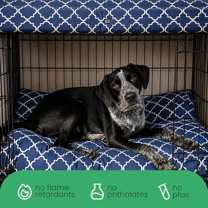 Molly Mutt Romeo & Juliet Dog Crate Cover, 100% Cotton Canvas Cover with 2 Roll-Up Panels, Ideal for Dog or Cat Crate, Durable, Washable, and Free of Harmful Chemicals, 36" x 23" x 25"